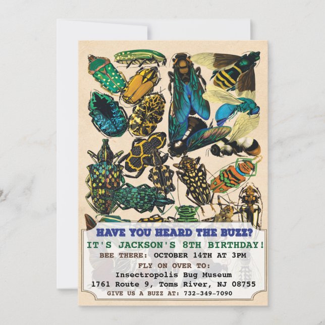Insekts födelsedagsinbjudan inbjudningar (Framsida)