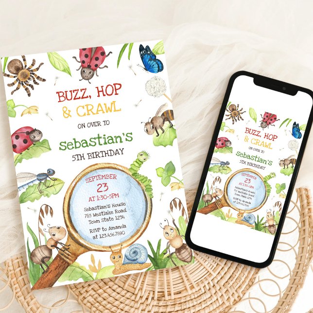 Insektsfest födelsedagsinbjudan inbjudningar (Skapare uppladdad)