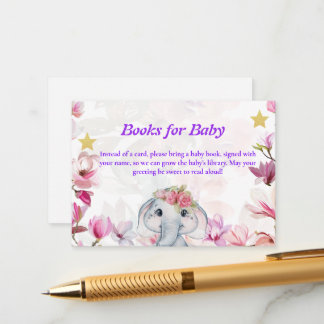 Insert Card Books for Baby Elephant Floral. Tilläggskort