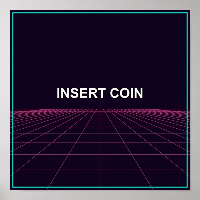 Insert Coin - Retro Arkad Grid Poster (Framsidan)