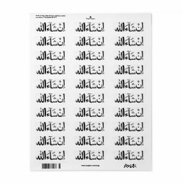 InshAllah Arabiska Calligraphy Islamic Sticker Pac Returadress Etikett