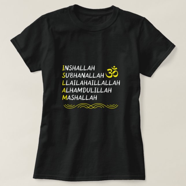 Inshallah Mashallah Muslim Islam Allah Mosque Gift T Shirt (Design framsida)