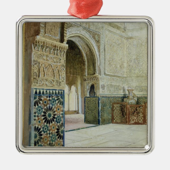 Insida av Alhambraen, Granada (w/c) Julgransprydnad Metall (Framsidan)