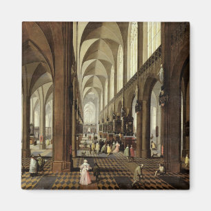 Insida av den Antwerp domkyrkan, c.1650 Magnet