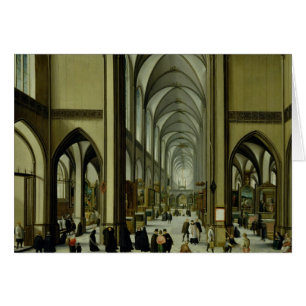 Insida av den Antwerp domkyrkan Hälsningskort