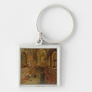 Insida av den Canterbury domkyrkan, c.1675-1700 Fyrkantig Silverfärgad Nyckelring