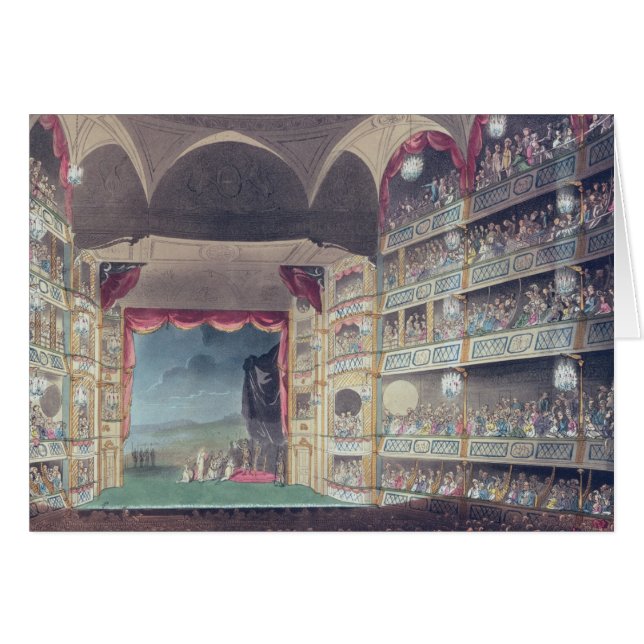 Insida av den Drury Lanetheatren, 1808 Hälsningskort (Framsidan Horizontal)