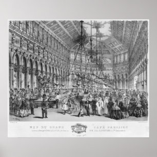 Insida av "den storslagna cafen Parisien", Paris Poster