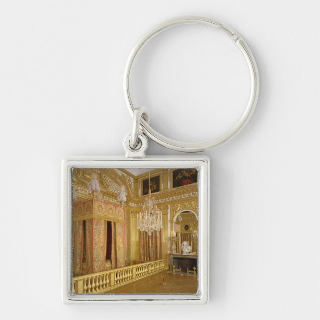 Insida av det Louis XIVS sovrummet, 1701-23 Fyrkantig Silverfärgad Nyckelring (Framsidan)