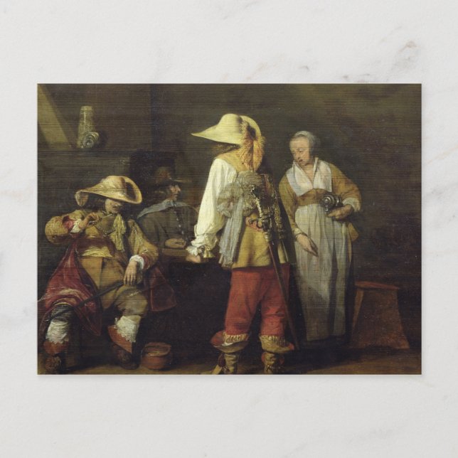 Insida av en gästgivargård, 1636 vykort (Framsida)