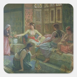 Insida av en Harem, c.1865 Fyrkantigt Klistermärke