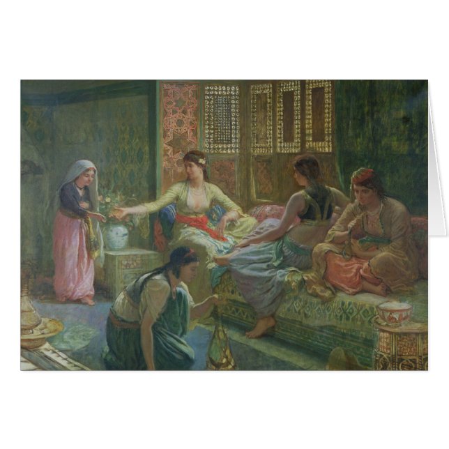 Insida av en Harem, c.1865 Hälsningskort (Framsidan Horizontal)