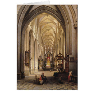 Insida av en kyrka, 1840 hälsningskort
