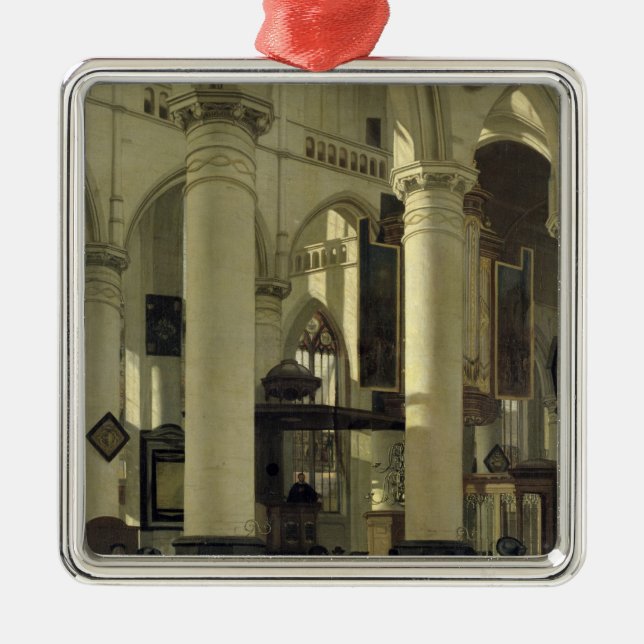 Insida av en kyrka julgransprydnad metall (Framsidan)