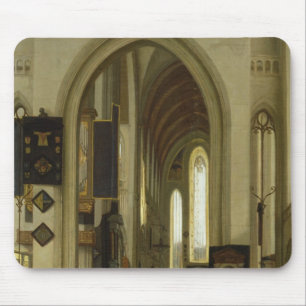Insida av en kyrka med figurer, 1685 musmatta