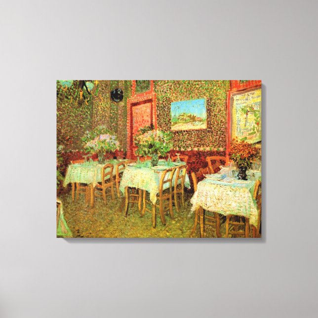 Insida av en restaurang av Vincent van Gogh Canvastryck (Framsida)