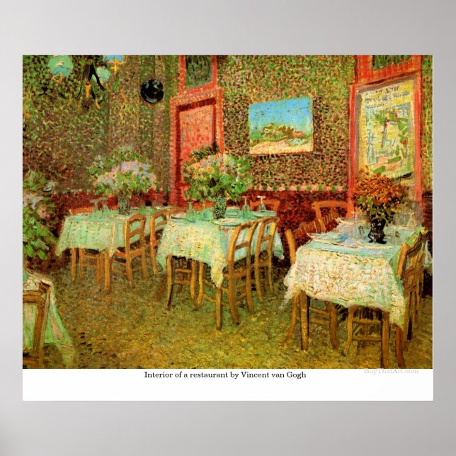 Insida av en restaurang av Vincent van Gogh Poster (Framsidan)