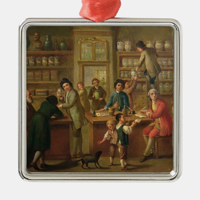 Insida av ett apotek julgransprydnad metall (Framsidan)