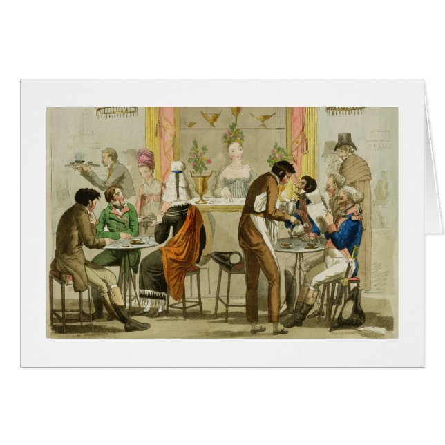 Insida av ett kaffehus, pub. för William Pearm Hälsningskort (Framsidan Horizontal)
