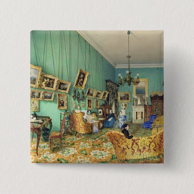 Insida av ett vardagsrum, 1847 knapp (Framsida)