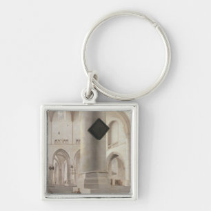 Insida av Groten Kerk, Amsterdam, c.1637 Fyrkantig Silverfärgad Nyckelring