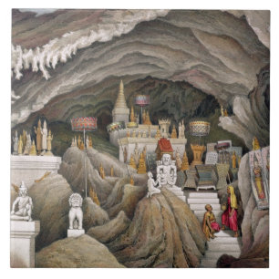 Insida av grottoen av Nam Hou, Laos, från 'Atl Kakelplatta