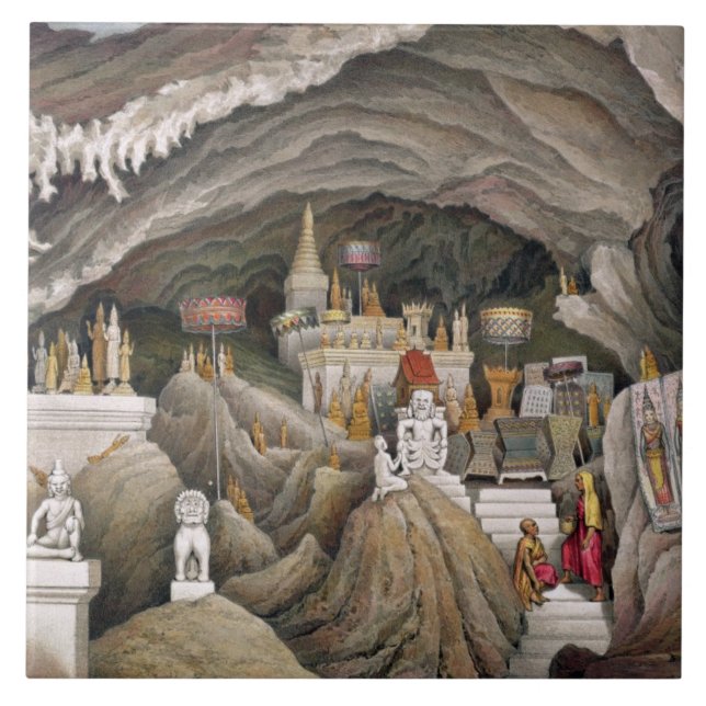 Insida av grottoen av Nam Hou, Laos, från 'Atl Kakelplatta (Framsidan)