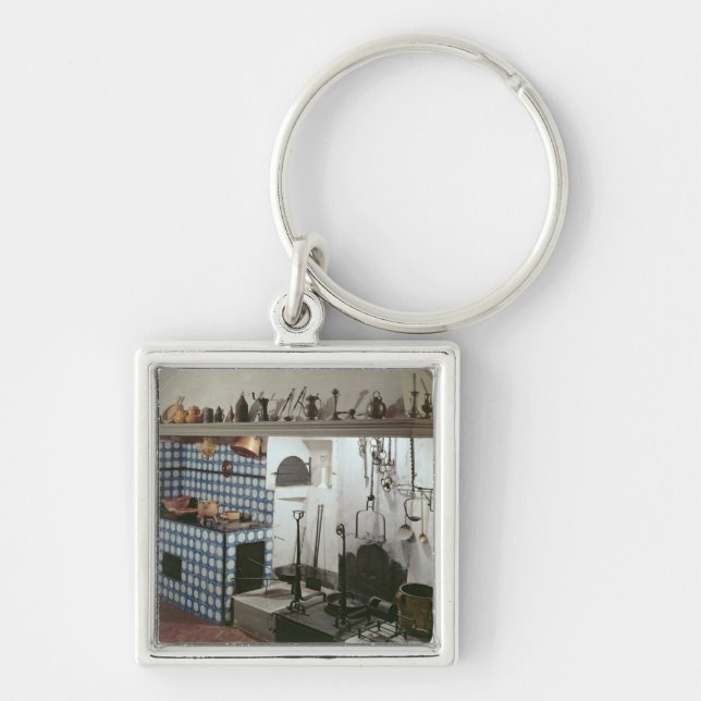 Insida av kök av hotellet de Cabris Fyrkantig Silverfärgad Nyckelring (Framsidan)