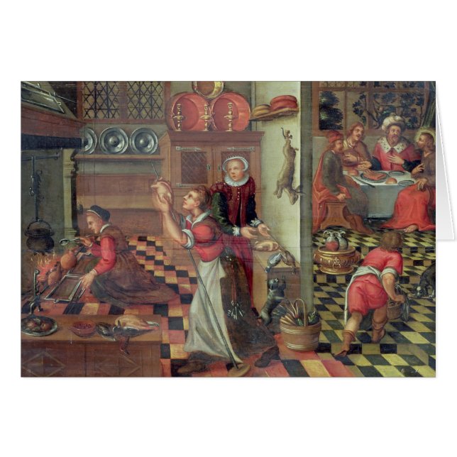 Insida av kök, kvällsmålet på Emmaus Hälsningskort (Framsidan Horizontal)