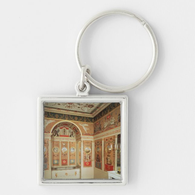 Insida av Napoleons badrum som byggas i 1807 Fyrkantig Silverfärgad Nyckelring (Framsidan)