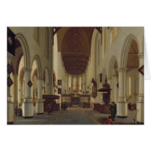 Insida av Ouden Kerk, Delft, c.1660-70 Hälsningskort