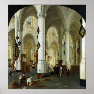 Insida av Ouden Kerk i Delft Poster