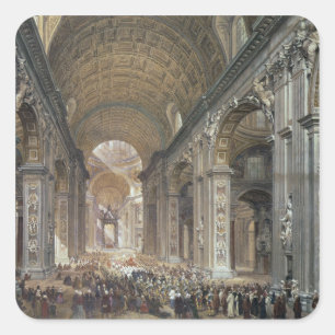 Insida av St Peter, Rome, 1867 Fyrkantigt Klistermärke