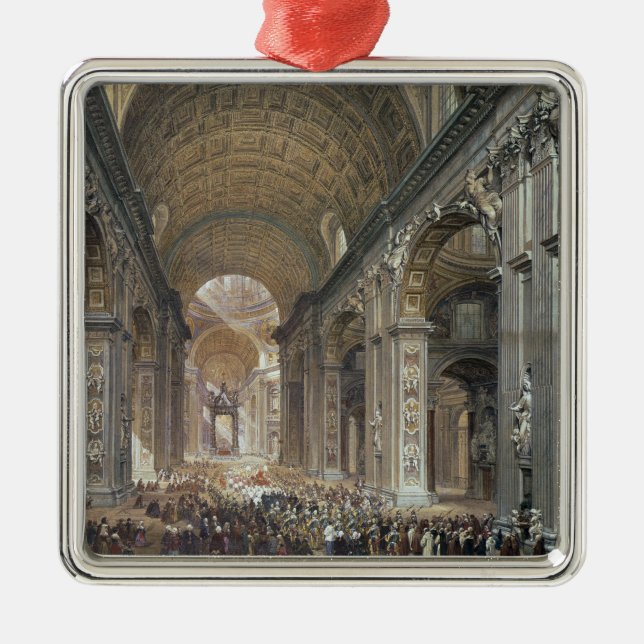 Insida av St Peter, Rome, 1867 Julgransprydnad Metall (Framsidan)