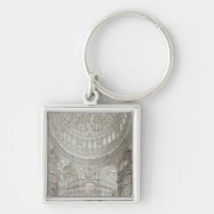 Insida av Sts Paul domkyrka, 1817 Fyrkantig Silverfärgad Nyckelring