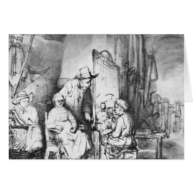 Insida av studion med målaremålning hälsningskort (Framsidan Horizontal)