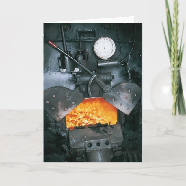 Insida caben av en ångalokomotiv kort (Framsida)