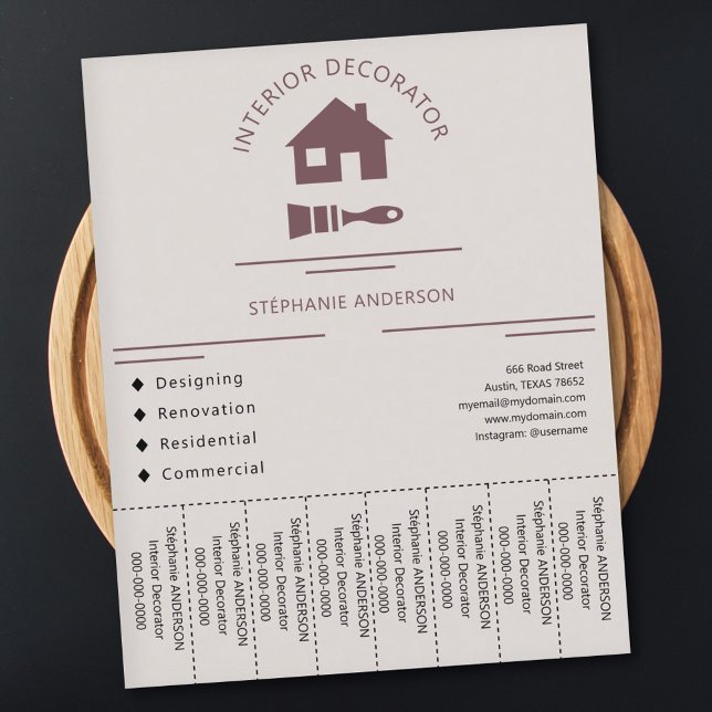 Insida-dekorator Tear Off Strids Flyer (Interior Decorator Tear Off Strips Flyer)