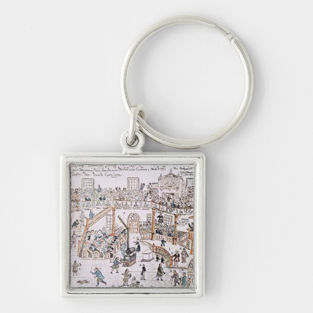 Insida den gammala Lutherankyrkan, York County, Fyrkantig Silverfärgad Nyckelring (Framsidan)