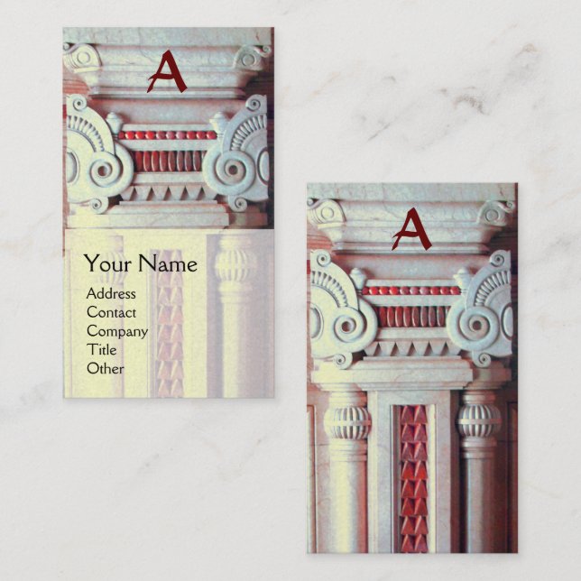 INSIDA DESIGNER, ARCHITECTURE Monogram Red White Visitkort (Fram/baksida)