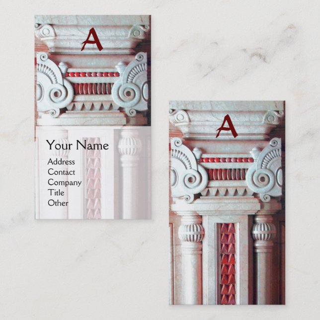 INSIDA DESIGNER,ARKITECTURE Monogram Red White Visitkort (Fram/baksida)