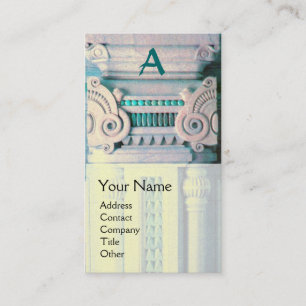 INSIDA DESIGNER,ARKITECTURE Monogram White Teal Visitkort