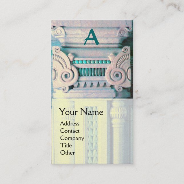 INSIDA DESIGNER,ARKITECTURE Monogram White Teal Visitkort (Framsida)