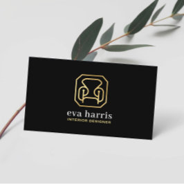 Insida Designer Elegant Grått & Guld Logotyp Visitkort