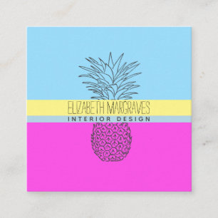 Insida-designer för flera färgade ananas fyrkantigt visitkort