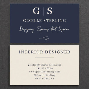 Insida Designer Monogram Elegant Blå gubbskädda Visitkort