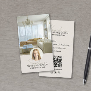 Insida Designer Photo QR-skript Namn Tan Visitkort