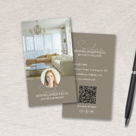 Insida Designer Photo QR-skript Namn Taupe Visitkort