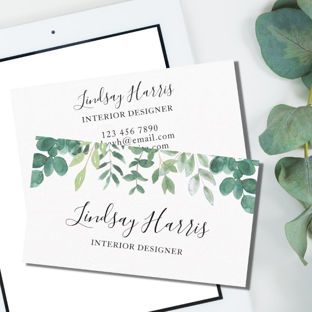 Insida Designer Watercolor Eucalyptus Visitkort (Skapare uppladdad)