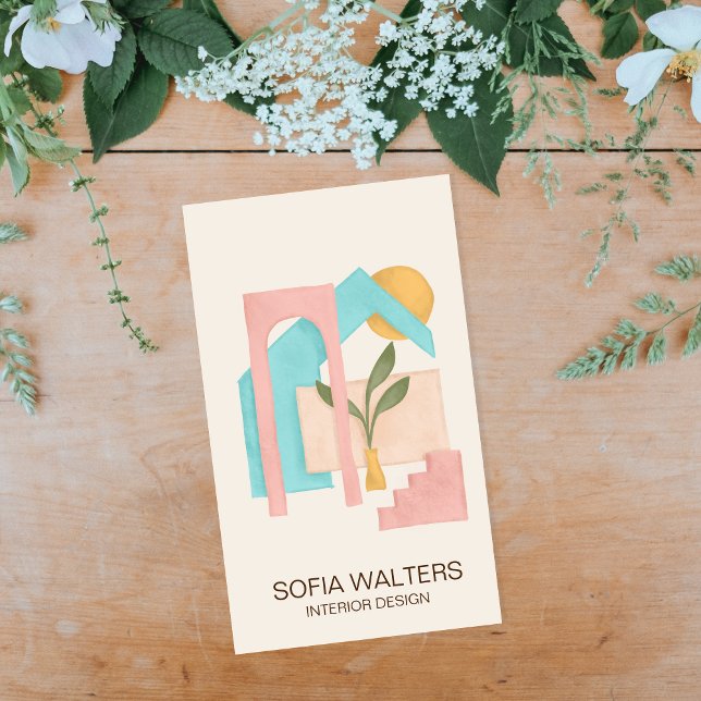 insida designers hem som arrangerar ett riktigt ho visitkort (Skapare uppladdad)